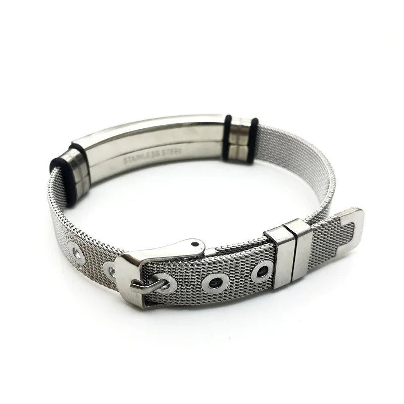 Cross Stainles Steel Mesh Belt Bracelet Fashion Men'S Wrist Bracelets on Hand Classic Bracelet Adjustable Jewelry 2021 Jewelry