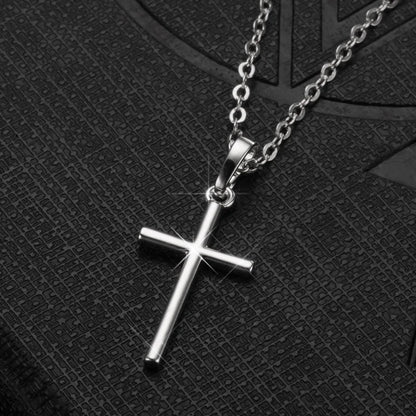 Fashion Simple Alloy Cross Necklace Gold Color Crystal Jesus Cross Pendant Necklace for Men Women Couple Jewelry Gift Wholesale