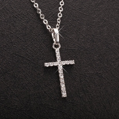 Fashion Simple Alloy Cross Necklace Gold Color Crystal Jesus Cross Pendant Necklace for Men Women Couple Jewelry Gift Wholesale